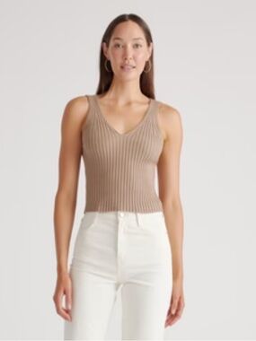 Quince Eco-Knit Cropped Sweater Tank Warm Taupe